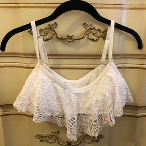 White Lace Swim Top